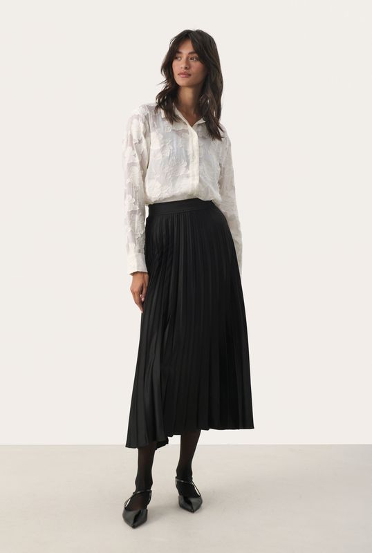 Part Two - Veneda - Plooirok - Zwart - 3/4 Lengte