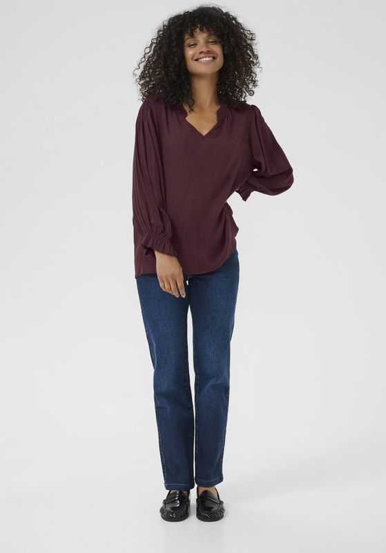 Blouse - Bordo - KAliv - Regular Fit - Lange Mouwen