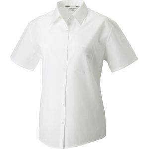Russell Collection Dames/Dames Poplin Easy-Care Overhemd met Korte Mouwen (Wit)