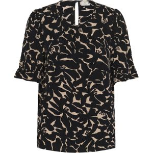 Blouse met korte mouwen Regular fit Nature/Black Flower Print floral