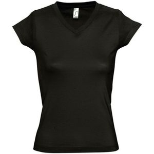 SOLS Dames/dames Maan V Hals T-Shirt met korte mouwen (Diep zwart)