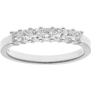 Platina 1/2 karaat gecertificeerde J/I Princess Cut Diamond Eternity Ring