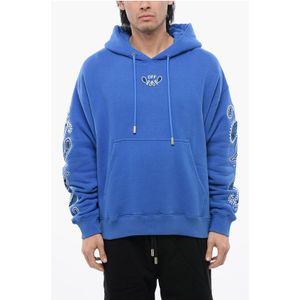 Geborduurde geborstelde katoenen BANDANA ARROW hoodie in blauw