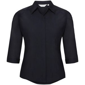 Russell Collectie Dames 3/4 Mouwen Poly-Katoen Easy Care Gevochten Poplin Shirt (Franse marine)