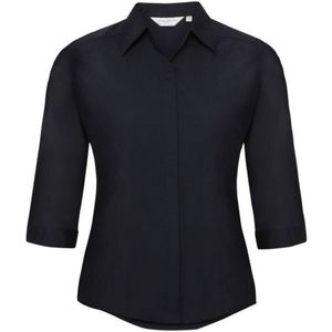 Russell Collectie Dames 3/4 Mouwen Poly-Katoen Easy Care Gevochten Poplin Shirt (Franse marine)
