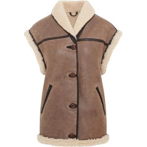Chevak - Dames Gilet - Bruin - Leren - Shearling