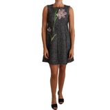 Dolce & Gabbana - Shiftjurk - Zwart - Houndstooth-patroon met Bloemenapplicaties