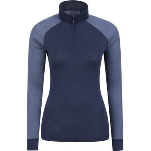 Mountain Warehouse Dames Merino Wol Zip Neck Thermo Top (Navy)