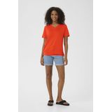Kaffe - Kamaria V-Neck T-Shirt - Oranje - Linnen