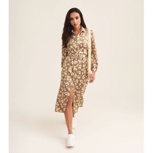 Sage Green Animal overhemdjurk met riem