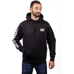 Caterpillar Merkenbanner Katoenen Zwarte Hoodie voor Mannen