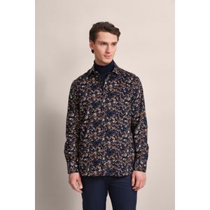 Overhemd - Marine - Katoen - Button-downkraag - Lange Mouwen