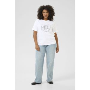 Kaffe - KAFreja - T-shirt - Zwart/Wit - Halve Mouw