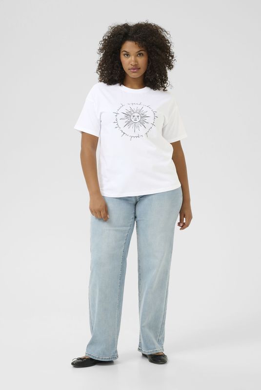 Kaffe - KAFreja - T-shirt - Zwart/Wit - Halve Mouw