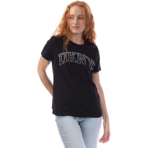 DKNY Dames/Dames Varsity Logo T-shirt (Zwart/Grijs)