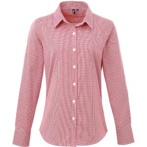 Premier Dames/Dames Gingham Shirt Met Lange Mouwen (Rood/Wit)