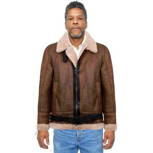 Heren - Vliegerjack - Bruin - Kansas - Leren Schapenvacht