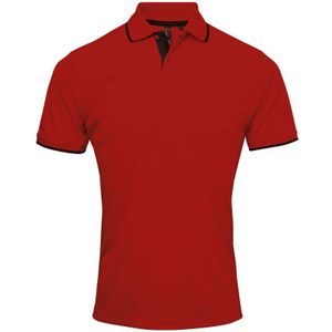 Premier Herencontrast Coolchecker Polo Shirt (Rood/zwart)