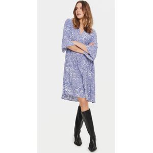 SAINT TROPEZ Jurk 'Eda'  beige / royal blue/koningsblauw