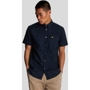 Lyle And Scott - Herenoverhemd - Navy - Katoen Slub - Korte Mouw
