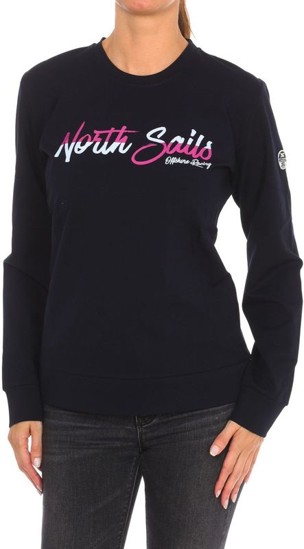 North Sails - Sweatshirt - Blauw - Dames - Geribbelde Ronde Hals