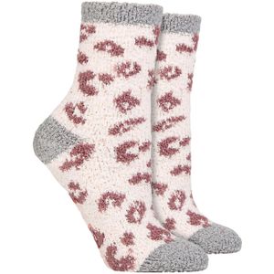 Wildfeet - Dames 2 Paar Lounge Sokken in Geschenkdoos | Warm Fleece Slaap Sokken - Luipaard
