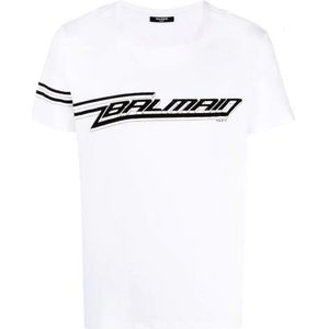 Balmain T-shirt met 3D-gevlokt logo in wit