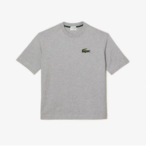 Heren Lacoste Loose Fit Large Crocodile Organic T-shirt in Grijs