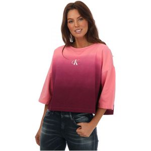Calvin Klein kort dip-dye T-shirt met korte mouwen voor dames, roze