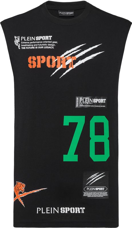Plein Sport - Tank Top Multilogo - Zwart - Mouwloos - Katoen
