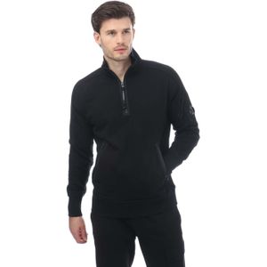 Men's C.P. Company Diagonal Raised Half-Zip Fleece Sweatshirt in Black