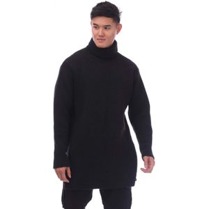Heren Off White Micro Boucle Turtleneck Sweatshirt in Zwart