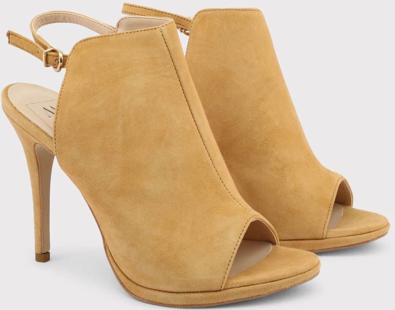 Made in Italia - Suède Enkelband Sandalen - Beige - Dames - 11,5 cm Hakhoogte