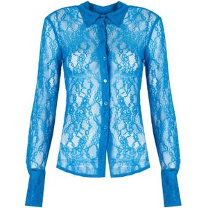Pinko - Cortese - Overhemd - Blauw - Kant - Asymmetrische Snit
