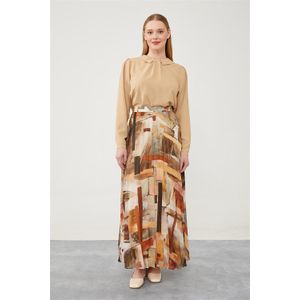 Levidor Mor Abstracte Print Chiffon Rok