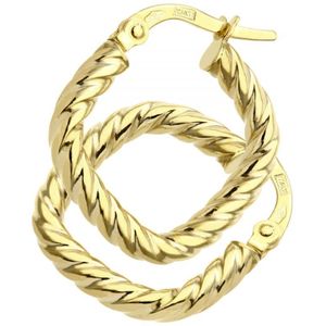 9ct geelgouden twist vierkante oorringen