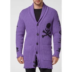 Philipp Plein - Cardigan Long Skull - Zwart - Maxi Cardigan - Lamswol