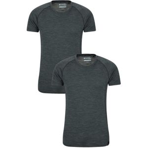 Mountain Warehouse Heren Summit Merino Wol T-Shirt (Set Van 2) (Grijs) - Maat XL