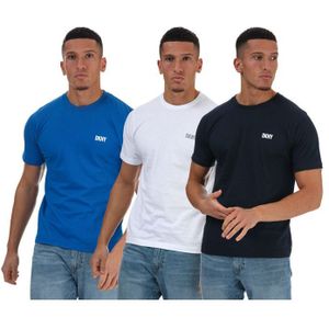 DKNY Giants lounge T-shirts voor heren, set van 3, wit-marineblauw