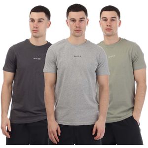 Nicce Heren Petras T-Shirt (Pak van 3) (Houtskool/Lichtgrijs/Olijfgroen)