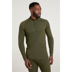 Mountain Warehouse Heren Talus Zip Neck Thermo Top met lange mouwen (Kaki Groen)