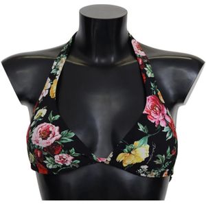 Dolce & Gabbana Zwemkleding Bikinitops Voor Dames In Zwarte Bloemenprint - Maat XS