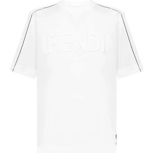 Fendi T-shirt met ronde hals en reliÃ«flogo in wit