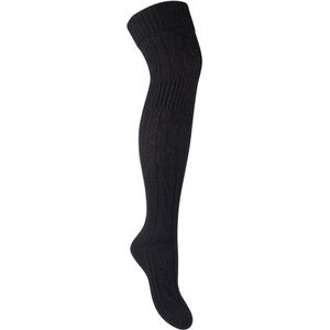 Steven - Dames 1 Paar Over De Knie Wol Sokken | Winter Warme Lange Sokken - Zwart