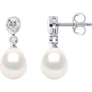 Drop Oorbellen Sieraden Zoet Water Beads 7-8mm White Pears 925