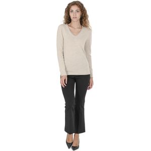 Crown Of Edinburgh Cashmere Dames Trui Met V-Hals Coe 0022 Beige - Maat 42