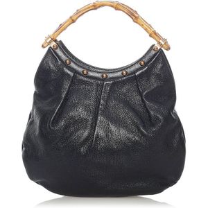 Vintage Gucci Bamboo Leather Handbag Black