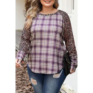 Geruite Luipaardprint Langemouwen Top