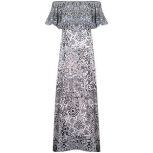 Inoa Casa Blanca 12006 Multi Colour Off The Shoulder Silk Dress