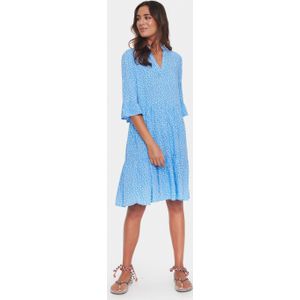 Saint Tropez - Wijdvallende Jurk - Blauw - Dames - Met Ruchedetails